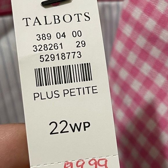 Talbots | Gingham Plaid Blazer Pink White Button Down‎ Long Sleeve - Picture 6 of 7